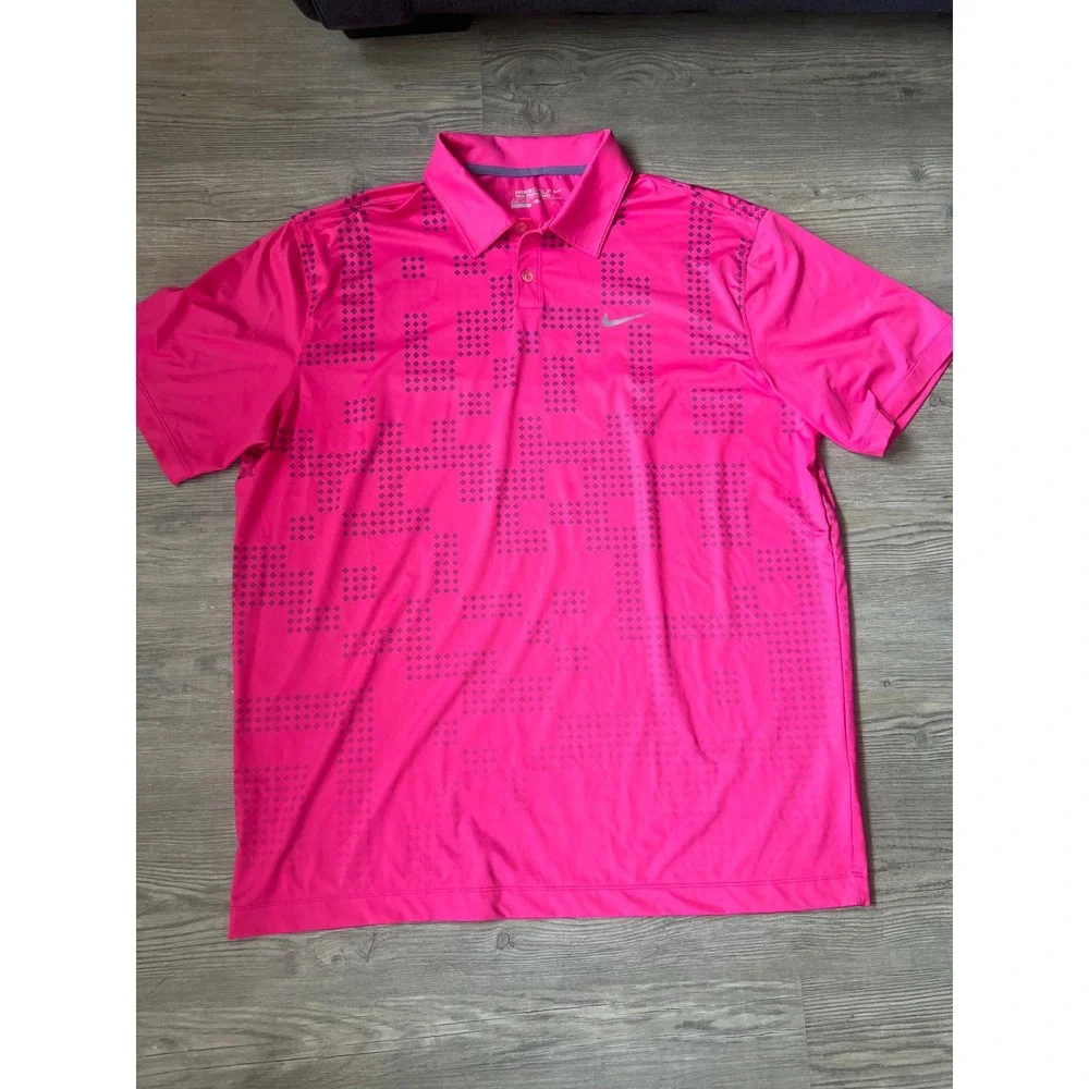 Nike Men's Golf Tour Performance Dri-Fit Polo  Hot Pink Geometric Size XL